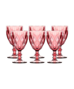 TACA DE VIDRO DIAMANTE 340ML COLORIDO