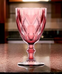 TACA DE VIDRO DIAMANTE 340ML COLORIDO