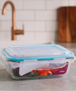 Pote Vermelho com tampa Hermético Azul