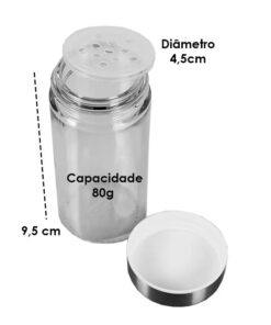 12 PEÇAS Porta Temperos Giratório Vidro Suporte Inox