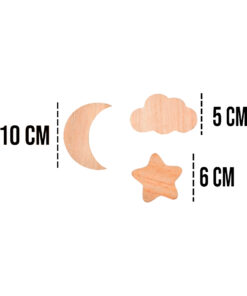 Cabide de Madeira Infantil 3 Peças Tema Noturno Mai Home