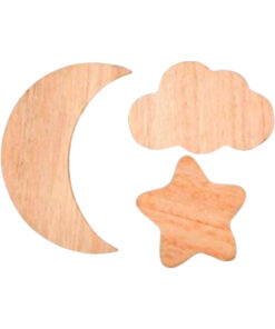 Cabide de Madeira Infantil 3 Peças Tema Noturno Mai Home