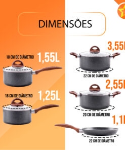 Conjunto de 5 Panelas Smart Plus Granito Brinox