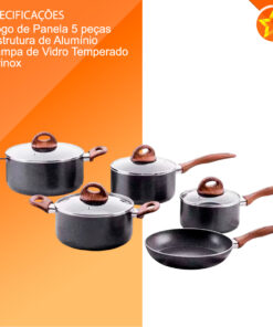 Conjunto de 5 Panelas Smart Plus Granito Brinox