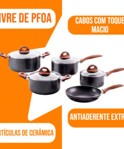 Conjunto de 5 Panelas Smart Plus Granito Brinox