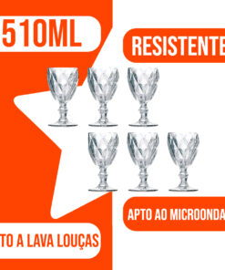 Jogo de Taça de Vidro Diamond 340mL Wellmix