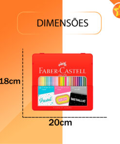 LÁPIS DE COR 24 CORES PASTEL, NEON E METÁLICO - FABER CASTELL