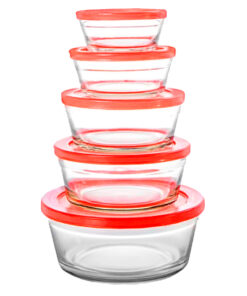 5 TIGELAS De Vidro Com Tampa