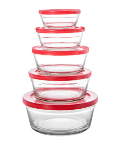 5 TIGELAS De Vidro Com Tampa