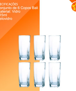 JOGO DE COPOS BALI 6 PECAS QUAD 315ML