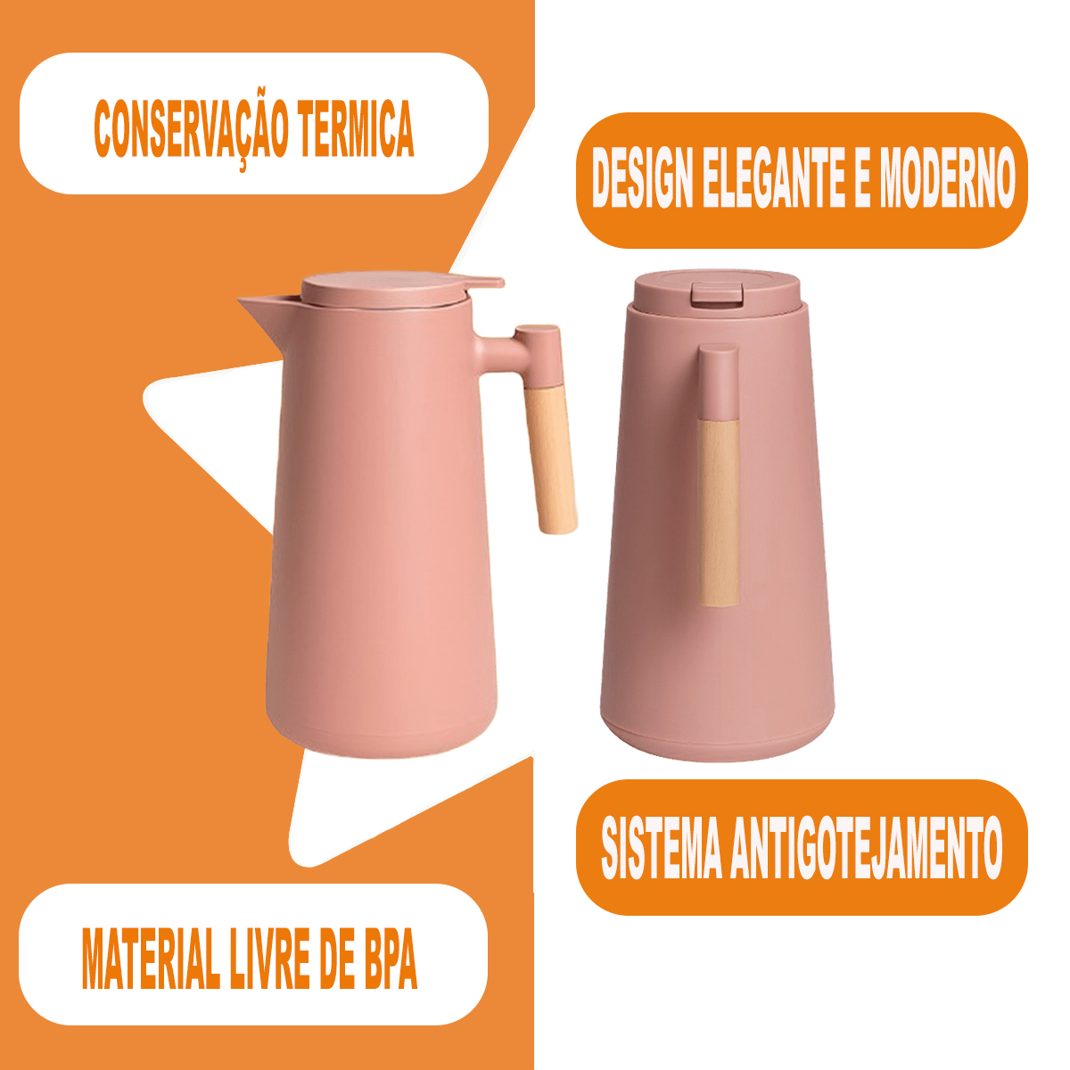 Garrafa térmica 1L cabo madeira Belakaza