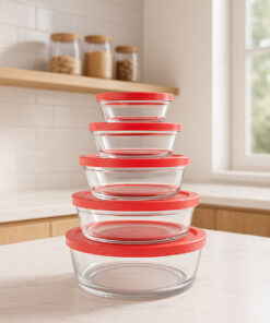 Kit 5 tigelas de vidro com tampa Casambiente