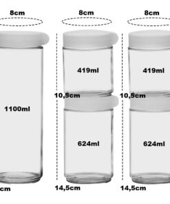 REF: 1989 Conjunto Potes de Vidro Empilhável 5 Peças