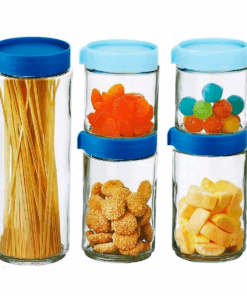 REF: 1989 Conjunto Potes de Vidro Empilhável 5 Peças