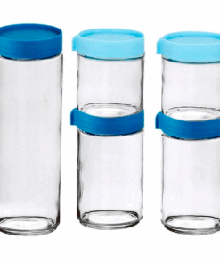 REF: 1989 Conjunto Potes de Vidro Empilhável 5 Peças