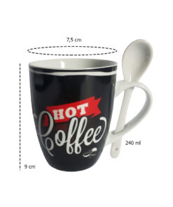 Canecas Com Colher 240ml De Porcelana Vintage Coffee