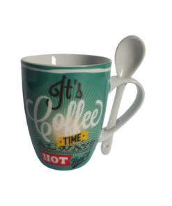 Canecas Com Colher 240ml De Porcelana Vintage Coffee