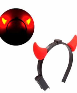 Tiara Com Chifre de Led Vermelho Fantasia Halloween