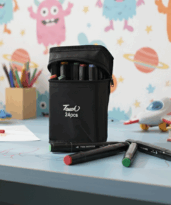 Estojo de Canetinhas de Pintura com 24 Cores e Ponta Dupla