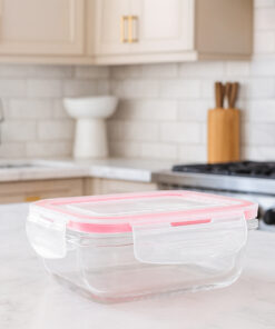 Pote de Vidro Retangular Transparente