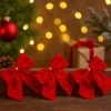 Laço Decorativo Vermelho de Tecido 11cm Kit 3 Unidades Rio Master