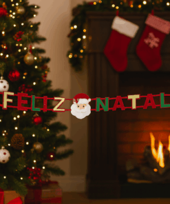 faixa decorativa “Feliz Natal" com Papai Noel Rio Master