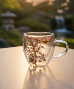 Xícara de Vidro Floral 250ml Borossilicato