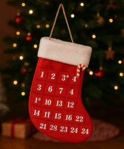 Meia Natalina Bengala com Calendário 30x30x20cm Wincy