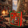 Sacola de Papel Decorada de Natal Vermelha e verde 26x32cm