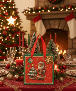 Mini Sacola de Papel Decorada de Natal Papei Noel 15x15cm
