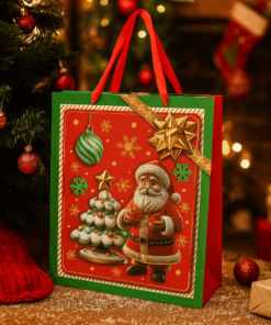 Mini Sacola de Papel Decorada de Natal Papei Noel 15x15cm