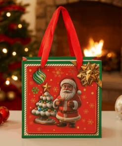 Mini Sacola de Papel Decorada de Natal Papei Noel 15x15cm