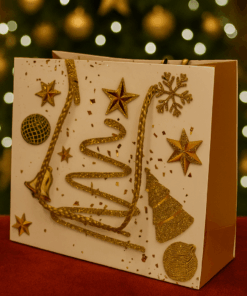 Sacola de Papel Decorada Natalina Branca