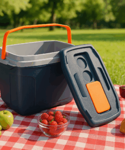 caixa térmica no jardim