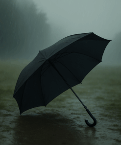 Guarda-chuva preto grande com cabo curvo oferece proteção superior em dias de chuva intensa, combinando amplitude de cobertura, estrutura reforçada e design clássico.