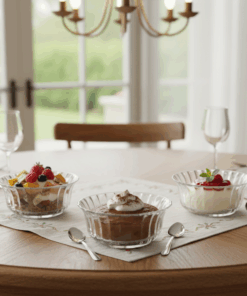 Conjunto 3 Tigelas Dalia 250ml em Vidro Transparente para Sobremesa, Salada de Frutas e Mousses