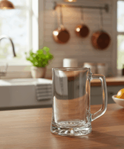 uma caneca de chopp em uma cozinha