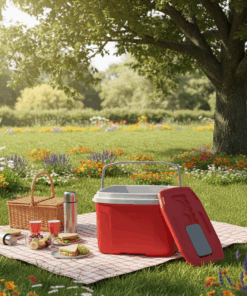 caixa térmica no jardim