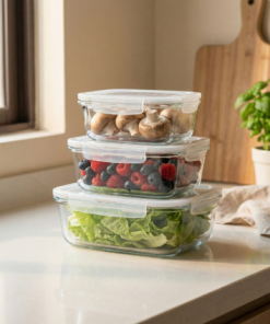 Conjunto 3 Potes Herméticos Retangulares Com Trava Vista Home