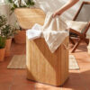 Cesto de Roupa Bambu Retangular com Tampa 40x30x50cm