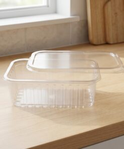 Pote Descartável 500ml Retangular com Tampa - Prático