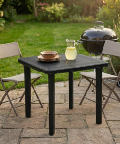 Mesa de Plástico Quadrada Preta Arqplast